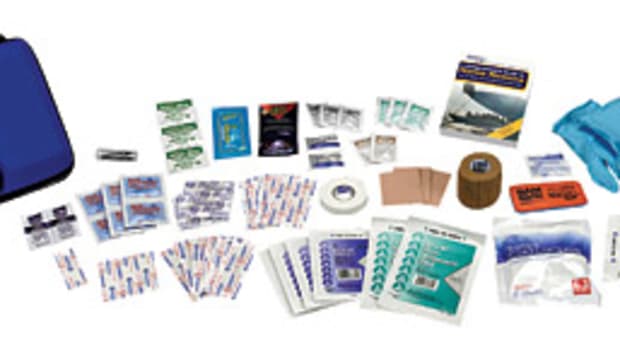 Prepackaged medical kits are stocked for specific types of boating and ailments.