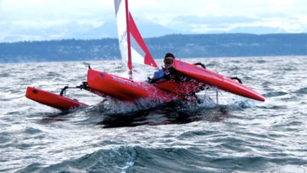 Roger Mann sailed a Hobie Mirage Adventure Island trimaran 750 miles from Port Townsend, Washington, to Ketchikan in the Race to Alaska.