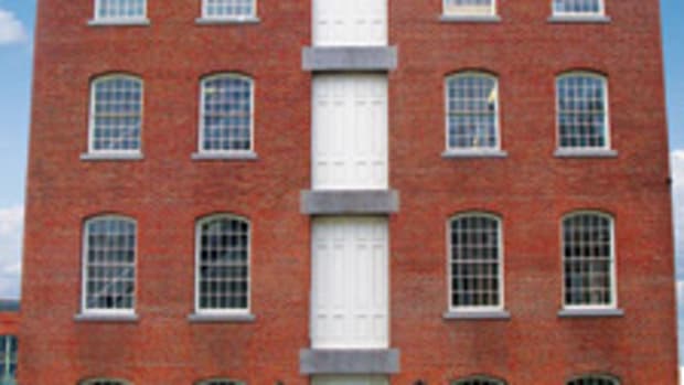 The restored Aquidneck Mill building is now a marine center.
