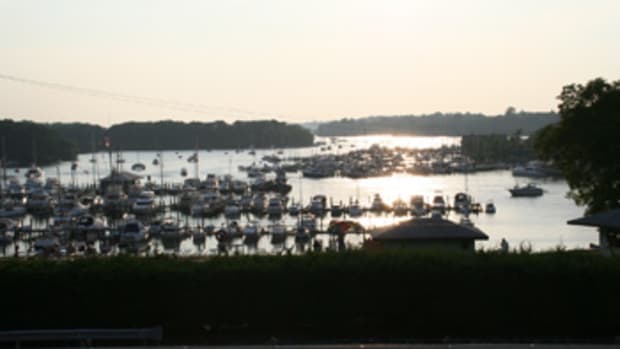 A sunset view across the Georgetown Yacht Basin hints at the idyllic beauty of this region.