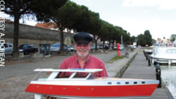 Len Doriean created a working model of D'autre part, the cruising boat he and his son, Peter, conceptualized.