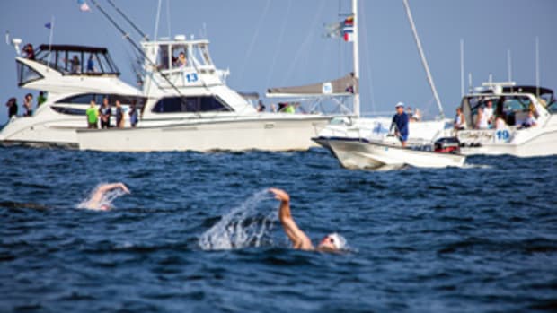 St. Vincent’s Swim Across the Sound relies on volunteer boaters to escort swimmers and mark the race perimeter.