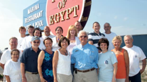 Brother-sister Bill Lieblein, CEO, and Elisa Ruroede, president, with the Port of Egypt crew.
