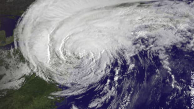 Hurricane Irene as it looked at 8:32 a.m. on Aug. 28, just 28 minutes before making landfall in New York City, according to NASA. Its huge cloud cover blanketed all of New England and beyond.
