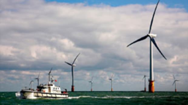 The Thanet offshore wind farm off southeast England is the largest in the world, with 100 turbines that generate enough electricity to power 200,000 homes.
