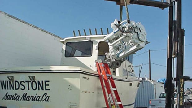 The repowering of this 25-foot Farallon involved a total reconstruction of the boat from the cabin aft.