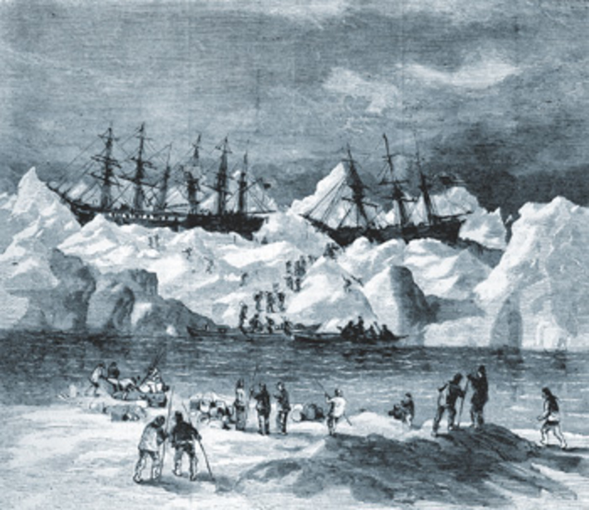 No lives were lost when the 33 whalers, trapped in Arctic ice, were abandoned in 1871.