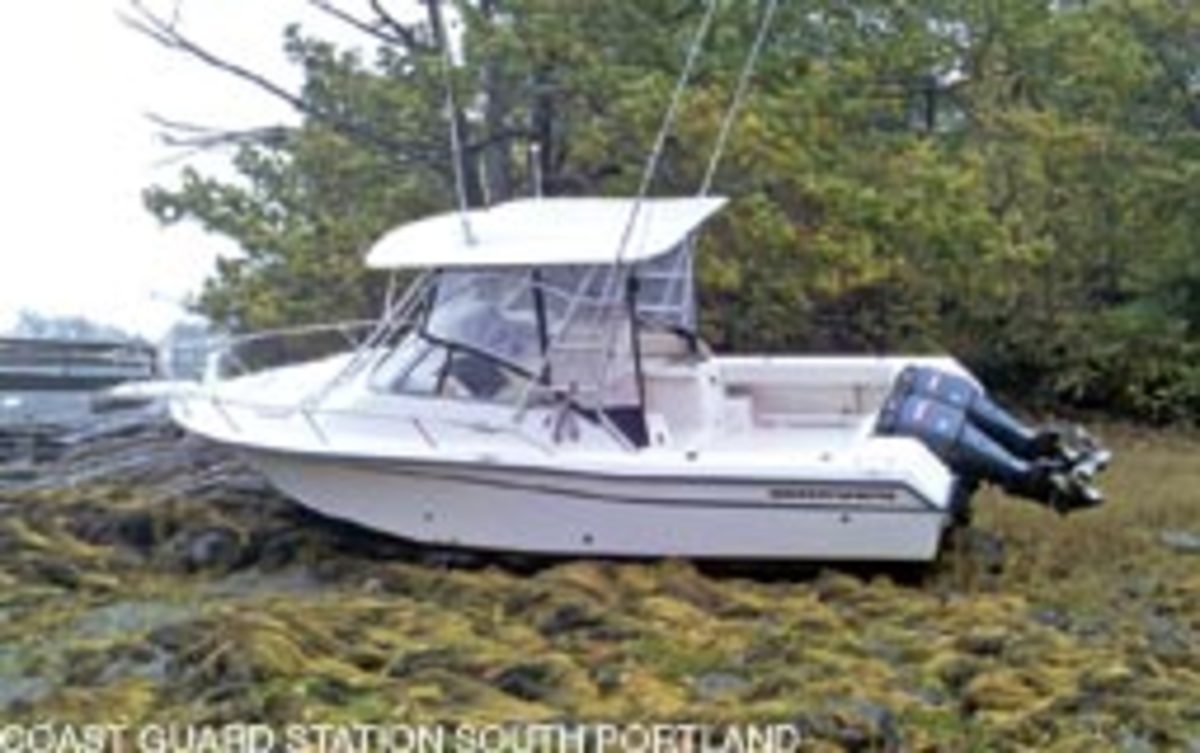 A Coast Guard Station South Portland crew found this vessel aground Oct. 15 after heavy weather moved through the area.