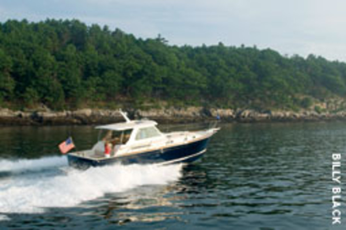 Express cruisers are evolving into smoother riding, more nimble, better laid out boats, like this Sabre 42 Express with Cummins MerCruiser Diesel's Zeus pod drive system.