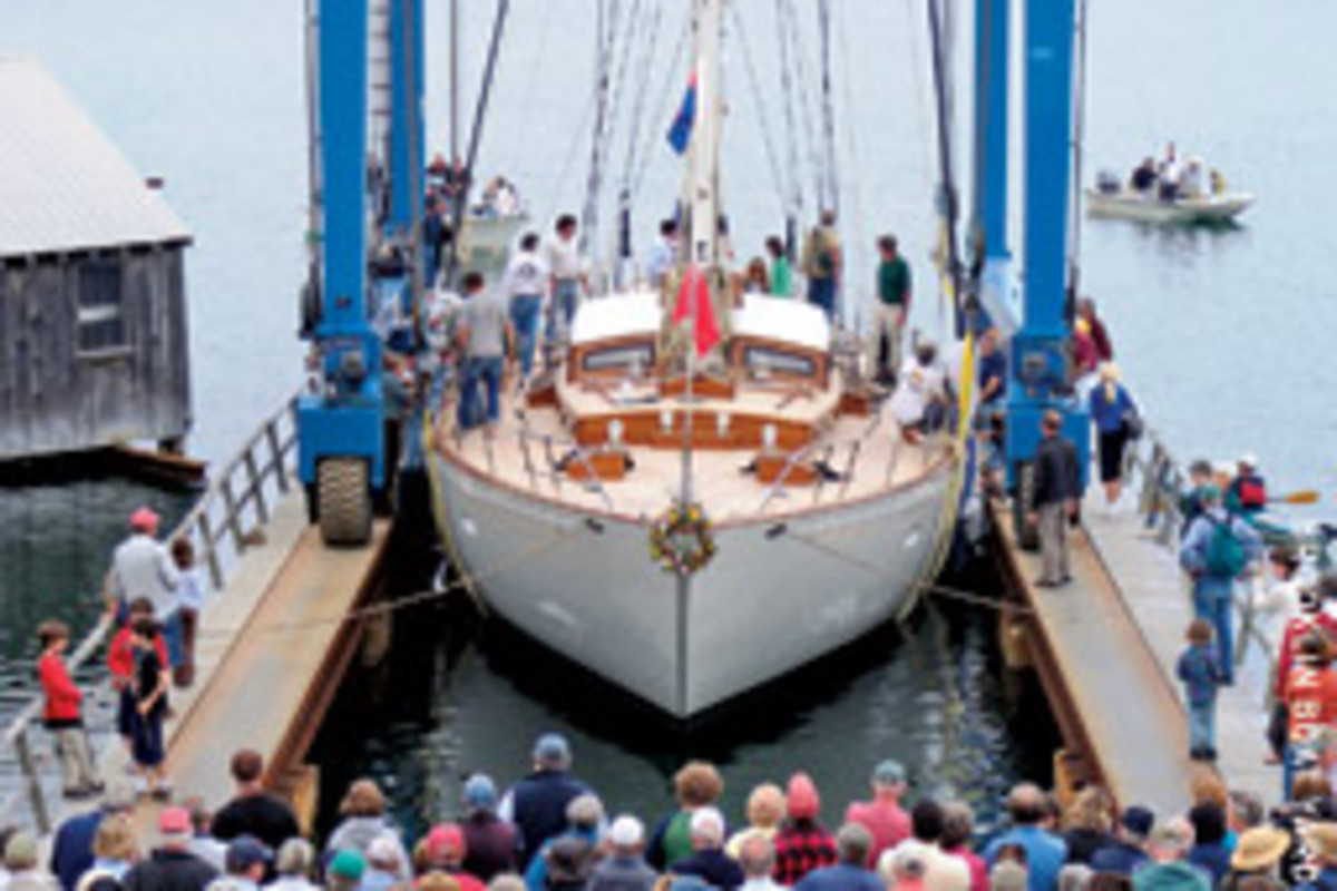 Bequia, a 90-foot cruising yawl out of Brooklin Boat Yard, was launched in June.