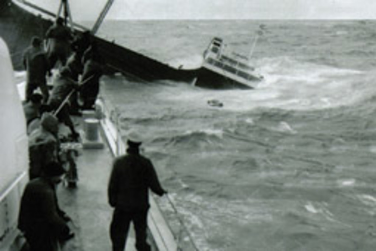 The Fort Mercer broke in two during a snow squall off Chatham, Mass., Feb. 18, 1952.