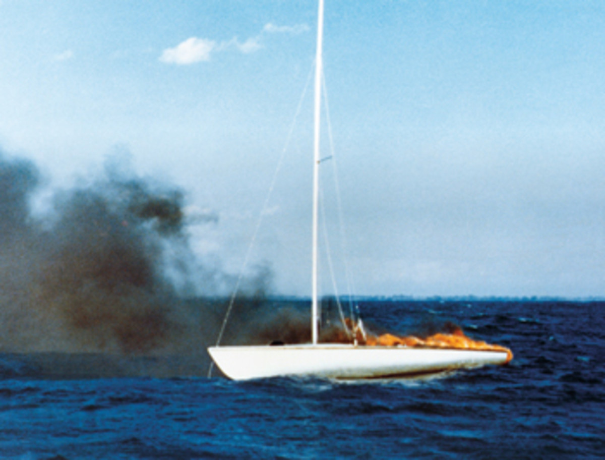 British Olympic sailors Alan Warren and David Hunt torched their Tempest, Gift ’Orse, when the boat didn’t perform well at the 1976 Games.