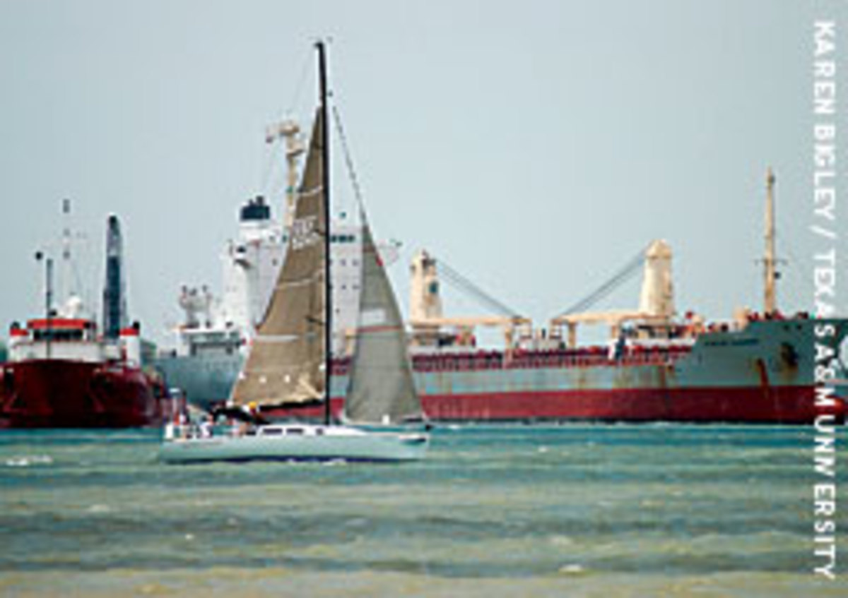 Cynthia Woods is shown on her way out of Galveston Bay at the start of the fateful regatta.