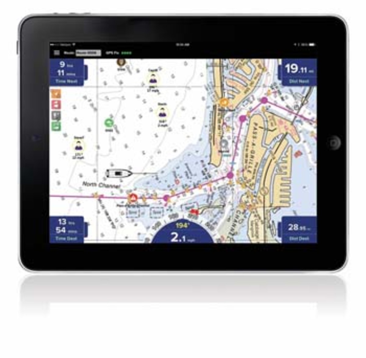 Jay Stipe pinpointed the location of his son Kevin’s boat on an iPad using Pro Charts’ “buddy” feature, then relayed the coordinates to the Coast Guard.