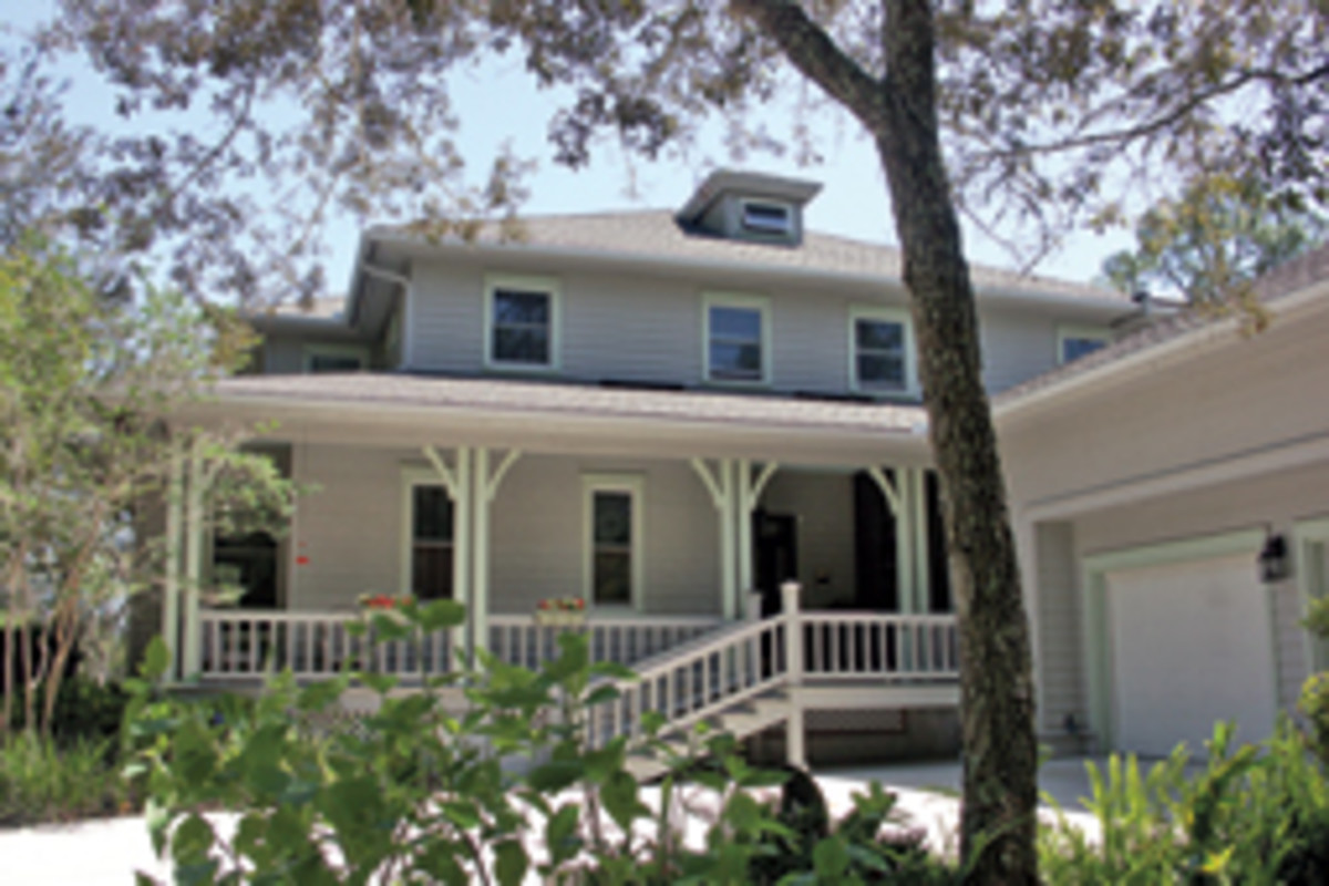 Gordon and Susan Repress' two-story home has porches on all sides to afford expansive views of Millers Branch, which winds through Georgia's coastal marshes to the St. Marys River and Cumberland Sound.