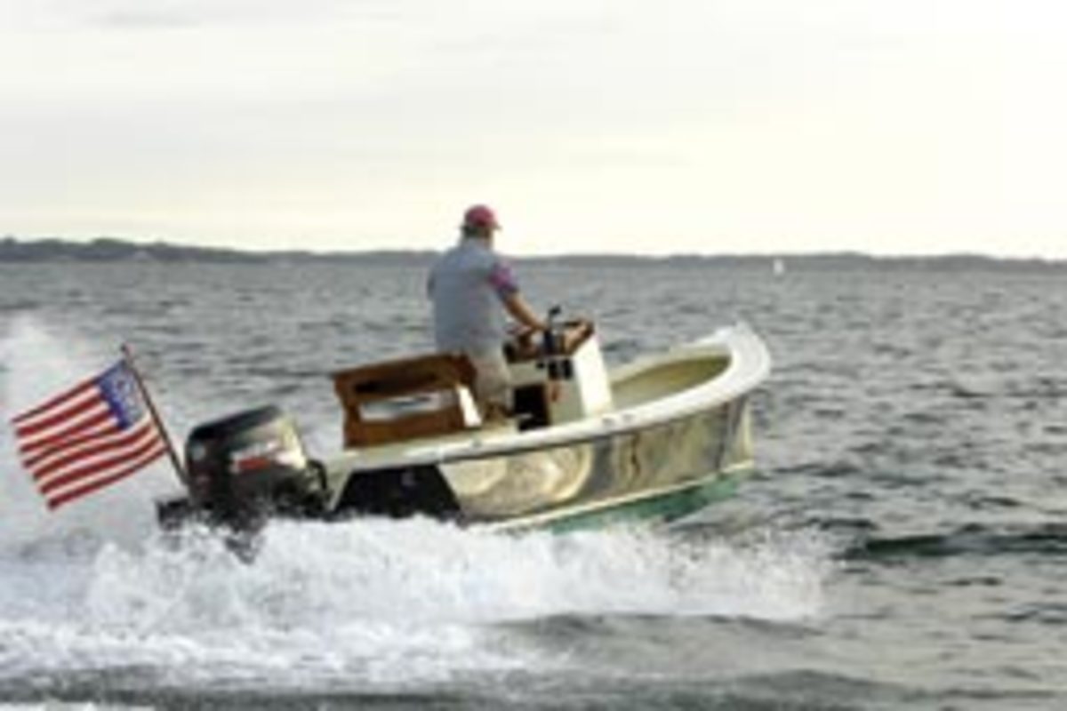 Stagepoint Boats in Westbrook, Conn., builds this 17-foot skiff.