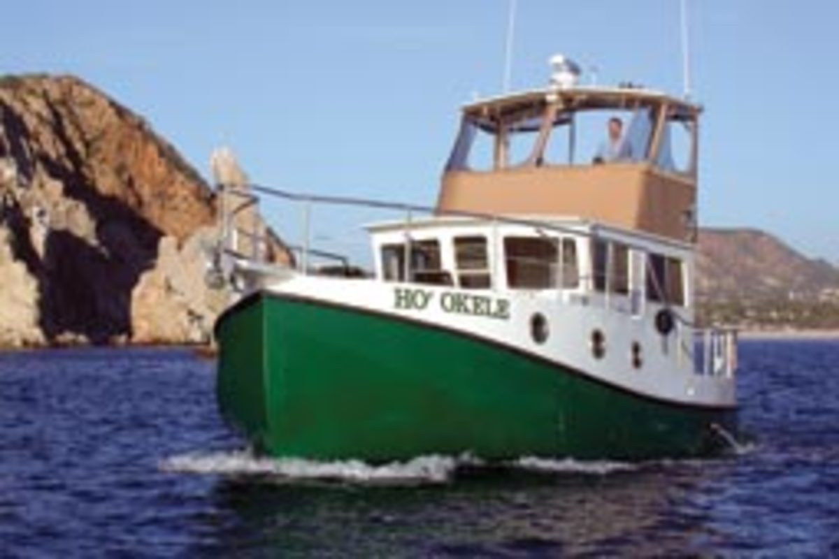 The writer pilots Ho'Okele from the flybridge along Mexico's Pacific Coast.
