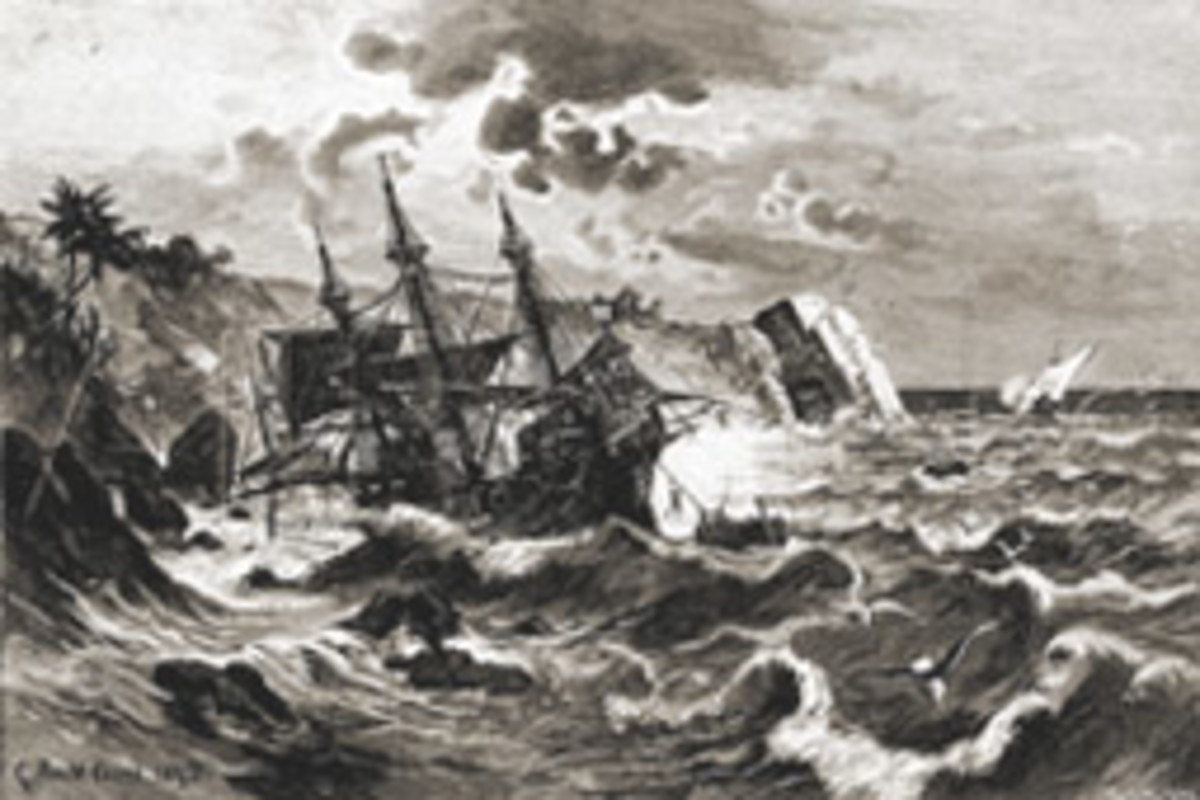 The Santa Maria hit a reef off Cap Haitien, Haiti, in 1492.