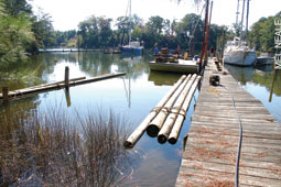The Day We Gave In To Pier Pressure Soundings New 35 Foot Pilings Were Towed In To Get The Project Started