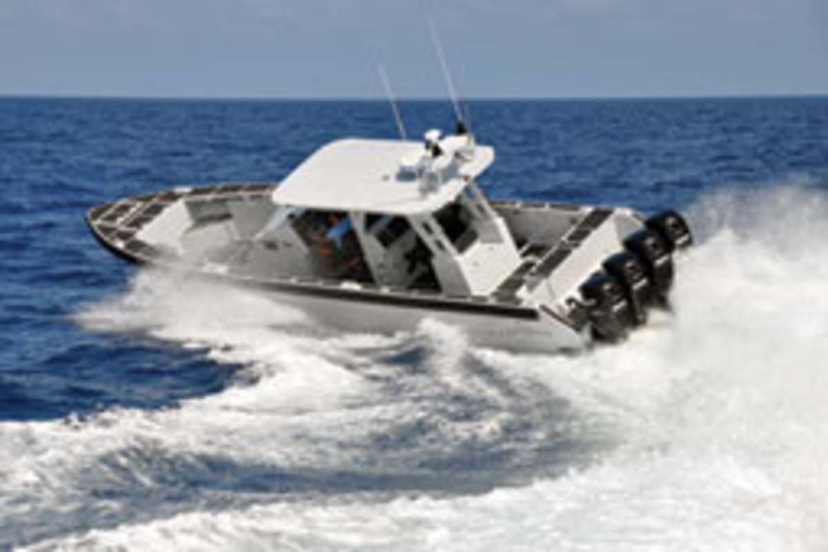The Metal Shark Fearless 40 turned well at high speed when Sorensen was aboard it at the Multi-Agency Craft Conference.
