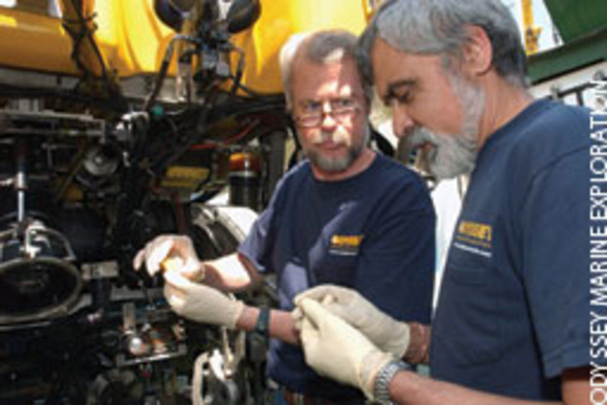 Odyssey Marine Exploration co-founder Greg Stemm (left) and project manager Tom Dettweiler