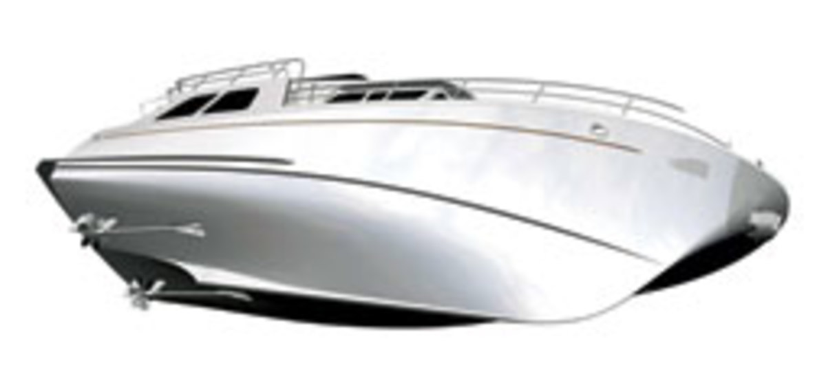 A semiplaning hull such as this is supported by both buoyancy and dynamic lift.