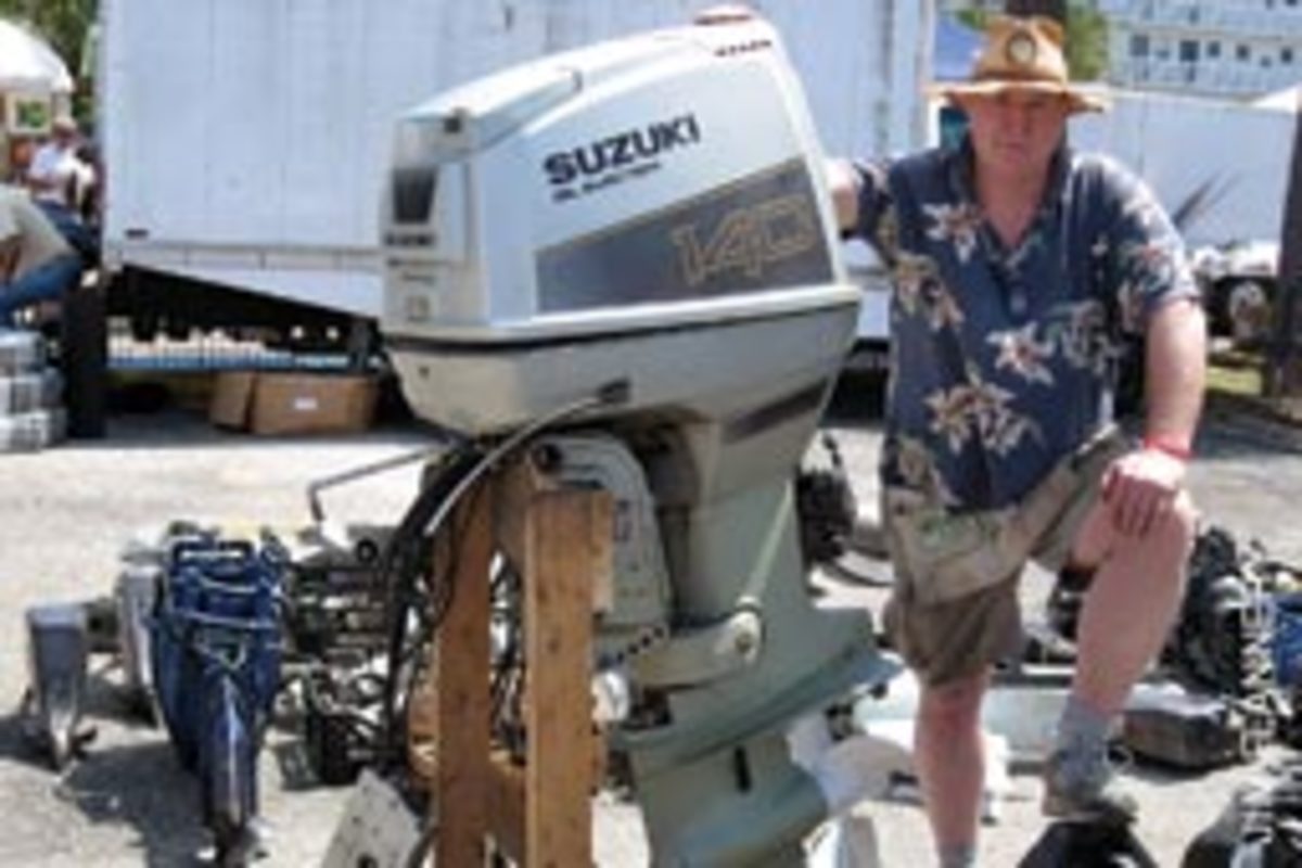 Rick Gray came from Ontario to sell reconditioned outboards and lower units at Dania.