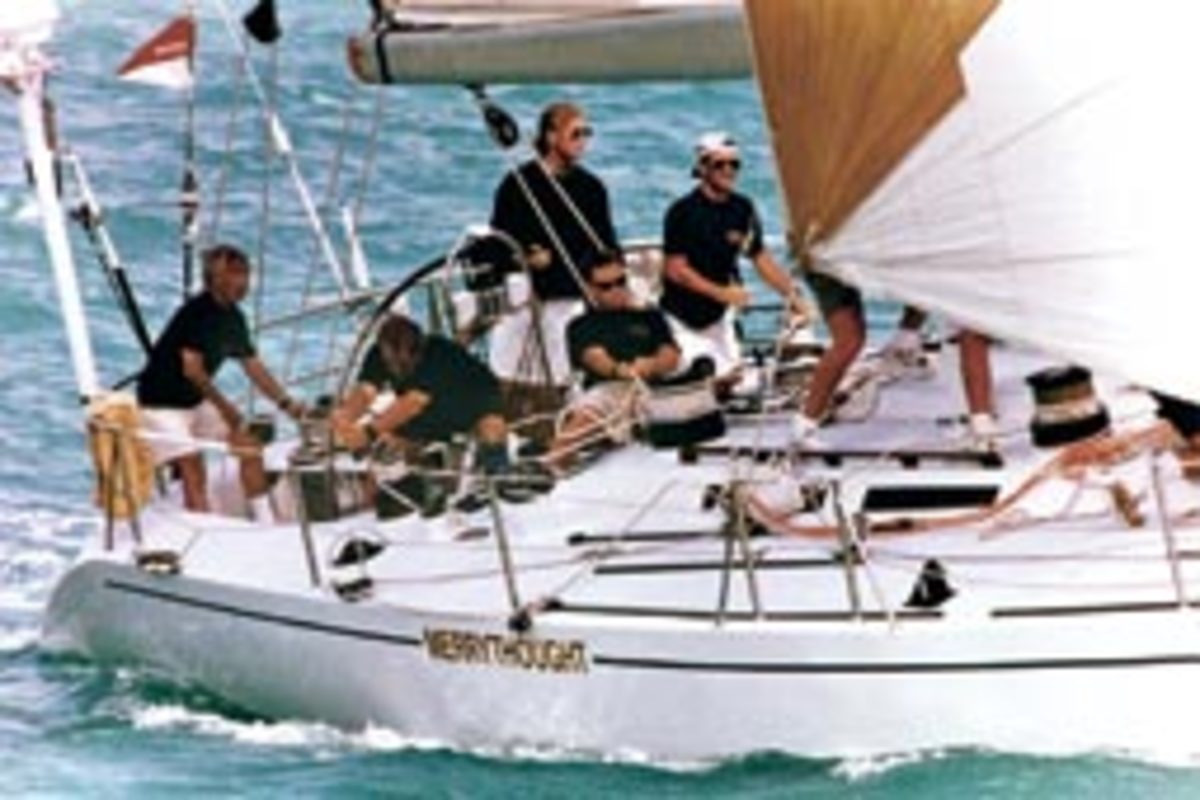 Ambo (far left) raced aboard Jack King's Merrythought boats for years.