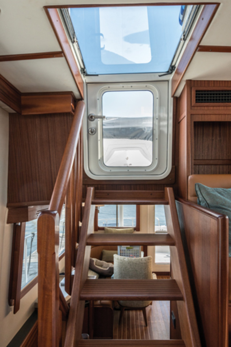 Inside access to the flybridge area is a convenient feature.