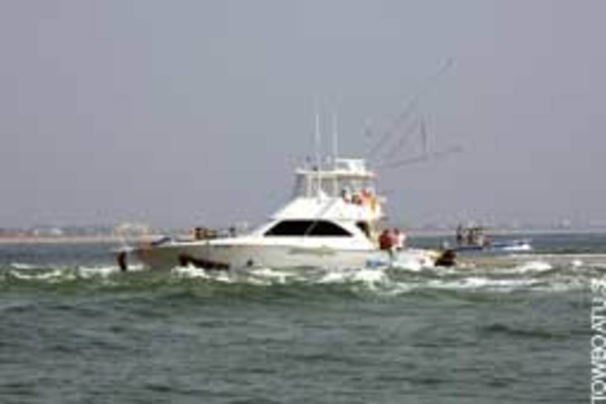 This 48-foot Viking ran onto a shoal in Florida's St. Augustine Inlet.