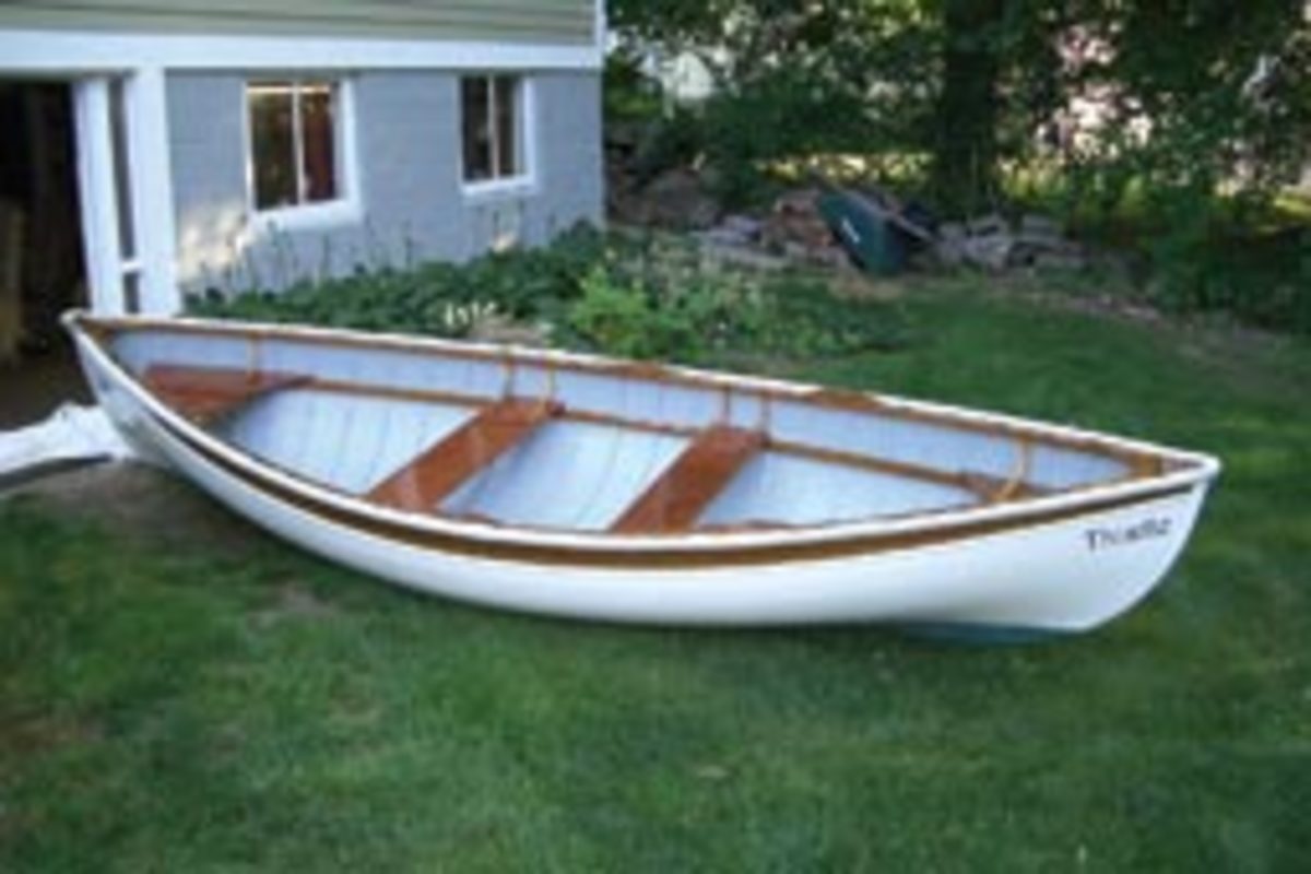 After much scraping and sanding, the dory was ready for launch.