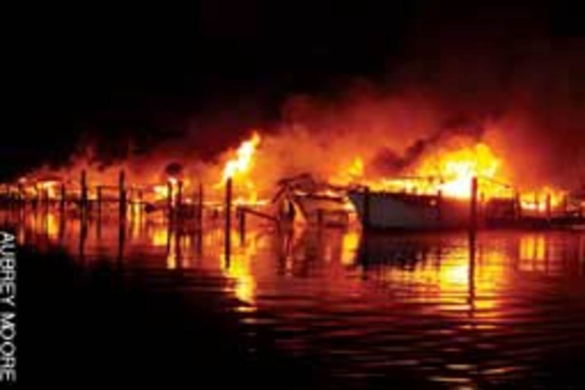 Twenty-six boats were destoyed when McCotters Marina in Washington, N.C., went up in flames.