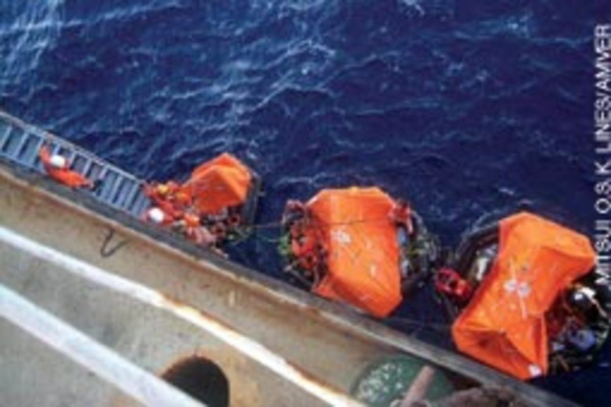 The rafts were rugged New Zealand-manufactured RFDs - with canopies - that had been stored in canisters on the side of the deck that was still above the surface.