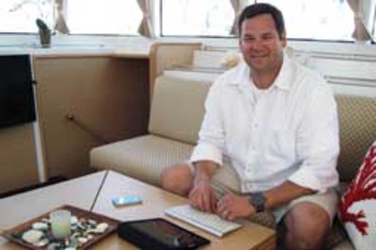 Scott Leonard intends to use technology to oversee his company from the boat.