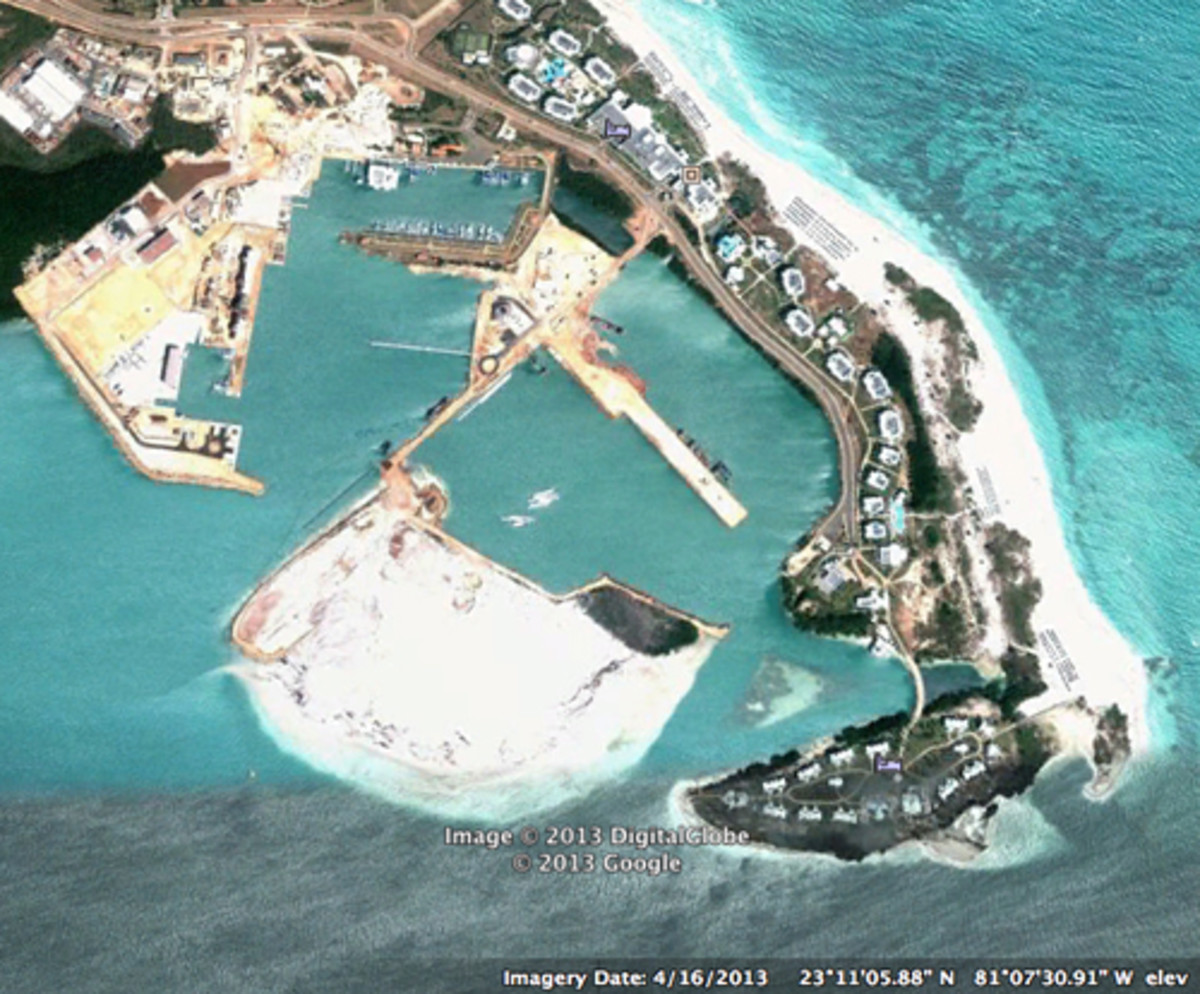 This is a satellite view of the construction of Marina Gaviota Varadero. Gaviota is a subsidiary of the Cuban military, which has partnered with foreign companies to build a billion-dollar resort complex at the tip of the Hicacos Peninsula, about a 90-minute drive east of Havana.