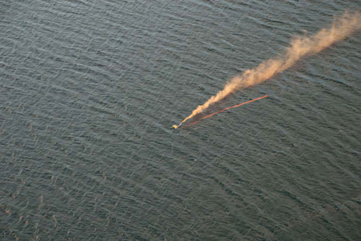 A flare seen from 200 feet in the air. 