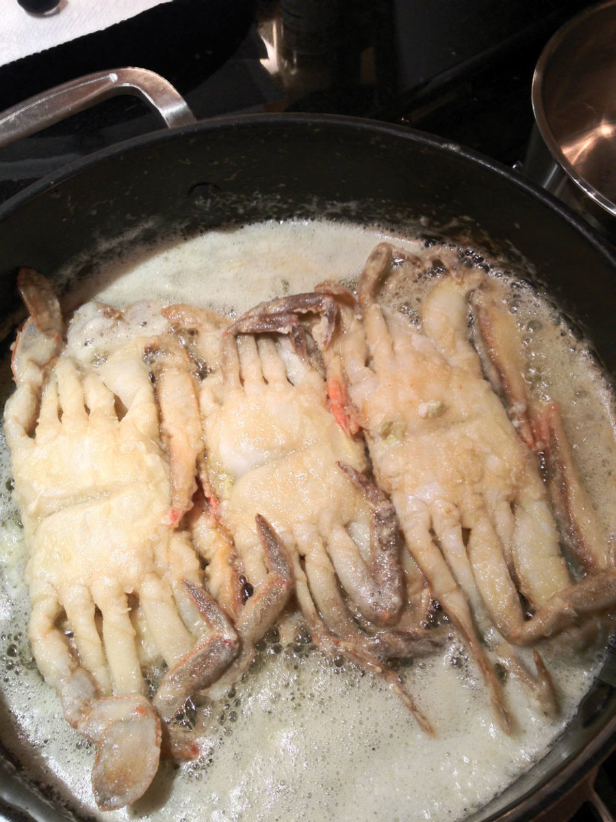 They might look like spiders, but soft crabs sautéed in butter are about as good as it gets.