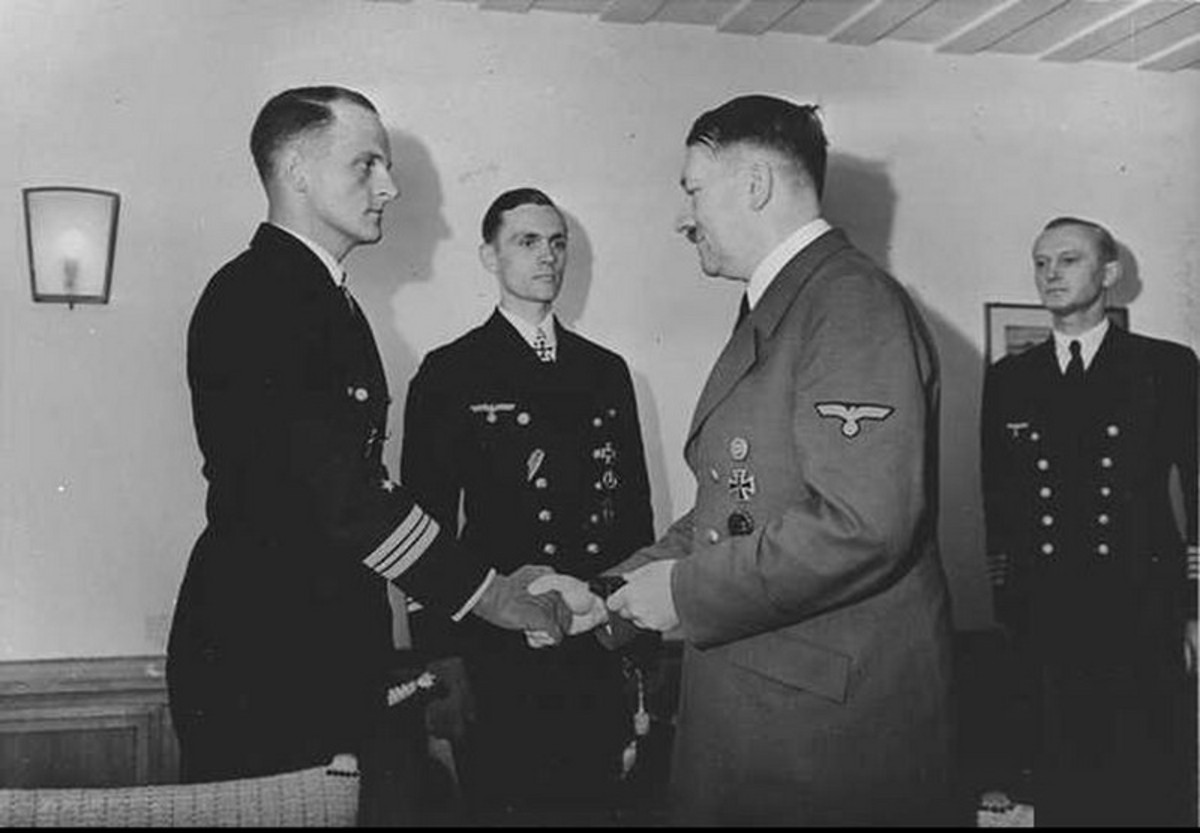             Reinhard Hardegen (second from left) with Adolf Hitler.   