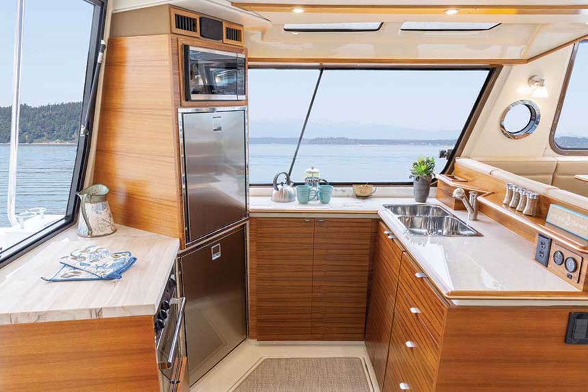 Galley with home-style appliances.