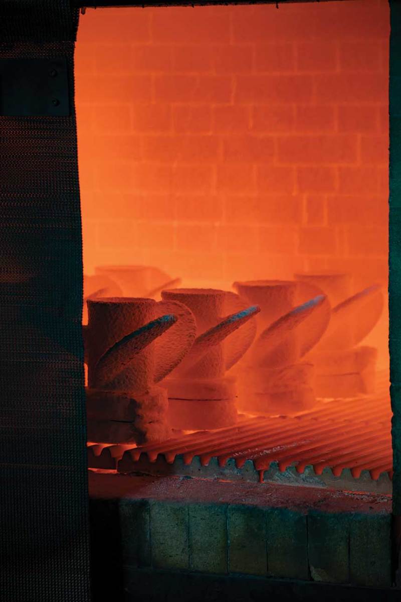 Propellers bake in an 1,800-degree oven.