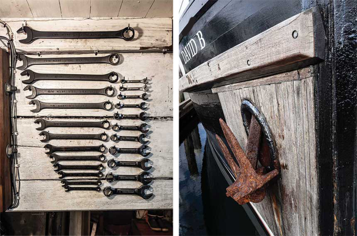 Wrenches for regular engine maintenance are stored in military order. 
