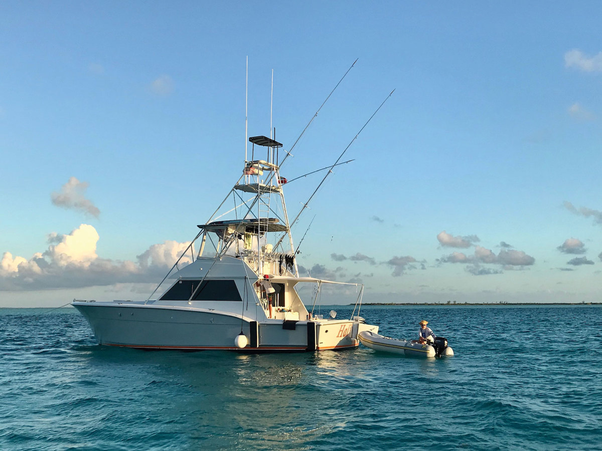 This Hatteras 45 was the perfect vessel to quarantine aboard, allowing the Pliske family to ride out the pandemic in their favorite cruising destination.