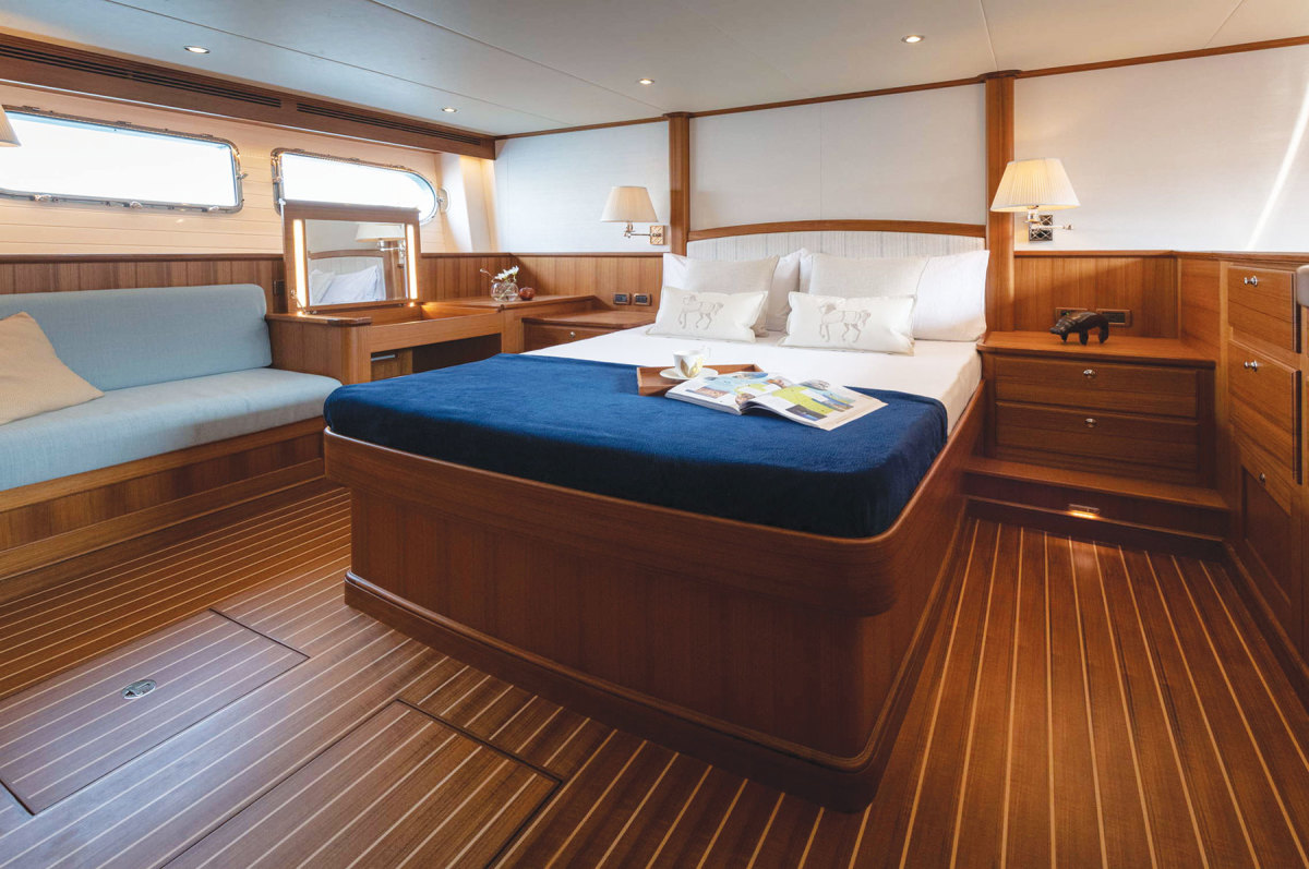 The master suite is one of three staterooms on board