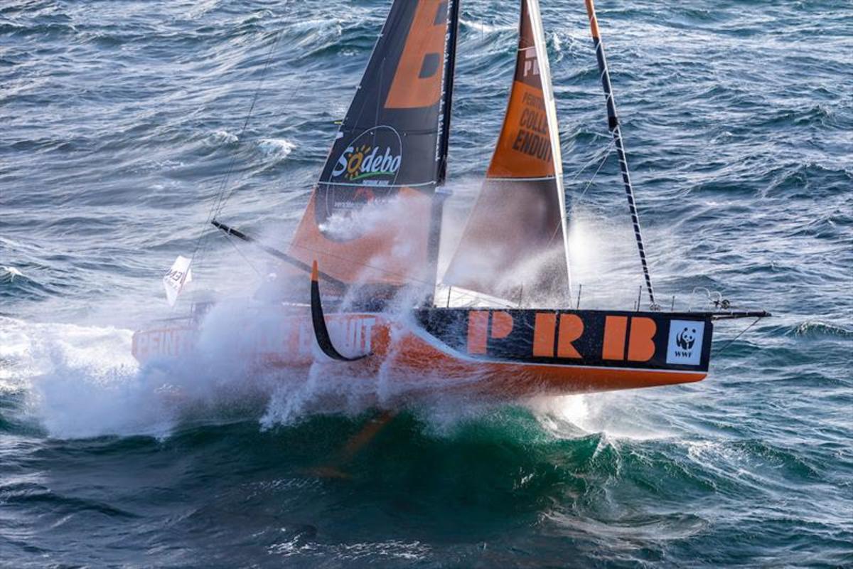 Kevin Escoffier's Imoca 60 in action before it snapped in half in the Southern Ocean