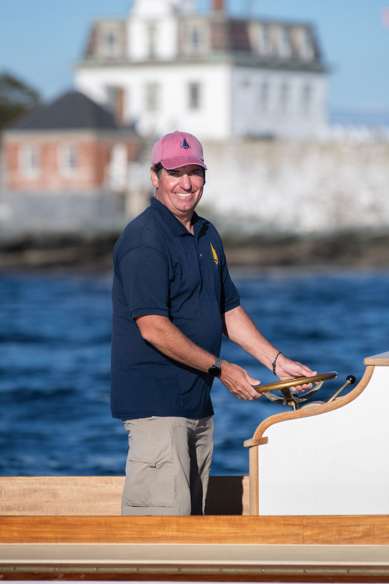 East Passage Boatwrights’ founder Carter Richardson is all smiles about his company’s first keel-up build. 