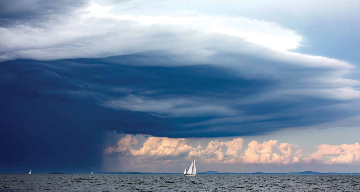 Langley was in her Camden, Maine, office when she saw this storm coming, raced to the harbor to get on her chaseboat and caught some of the boats in the Castine-to-Camden feeder race.