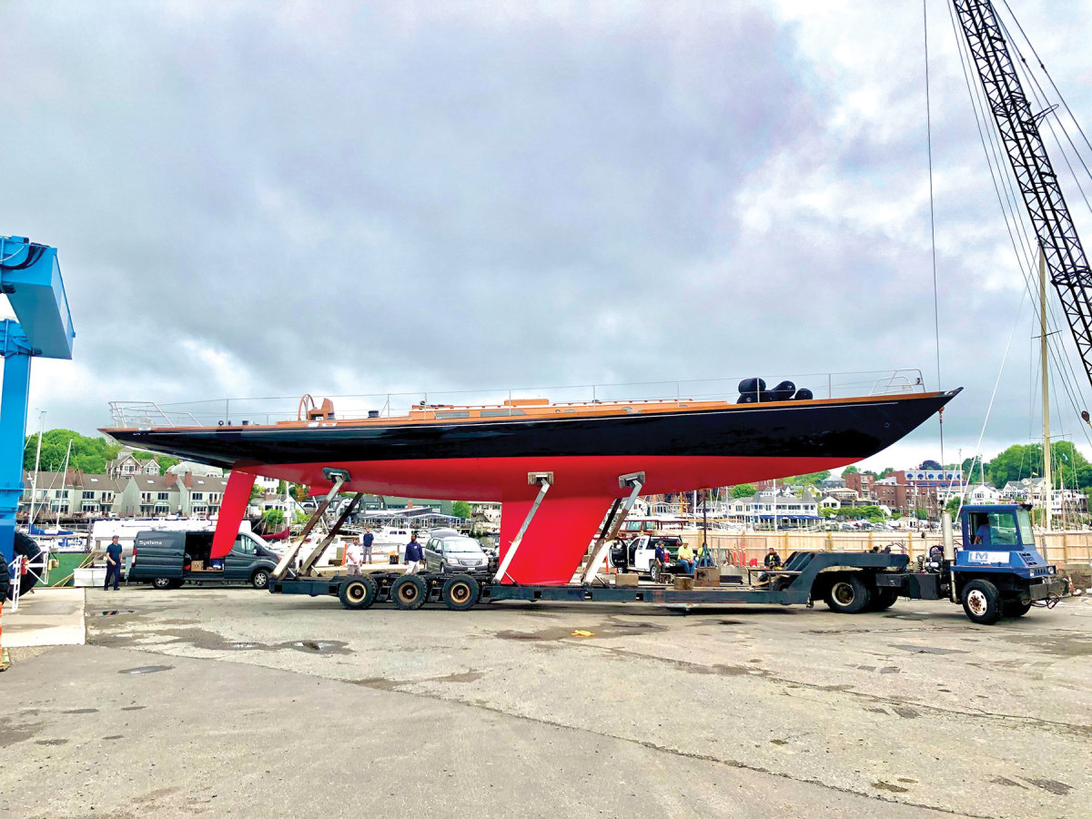 Zemphira is a 76-foot Spirit of Tradition sailboat being restored at Lyman-Morse. 