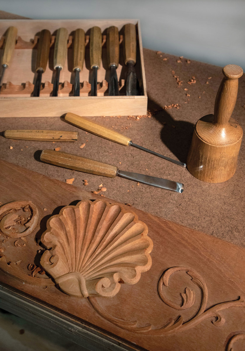 Tools of the trade for a ship carver