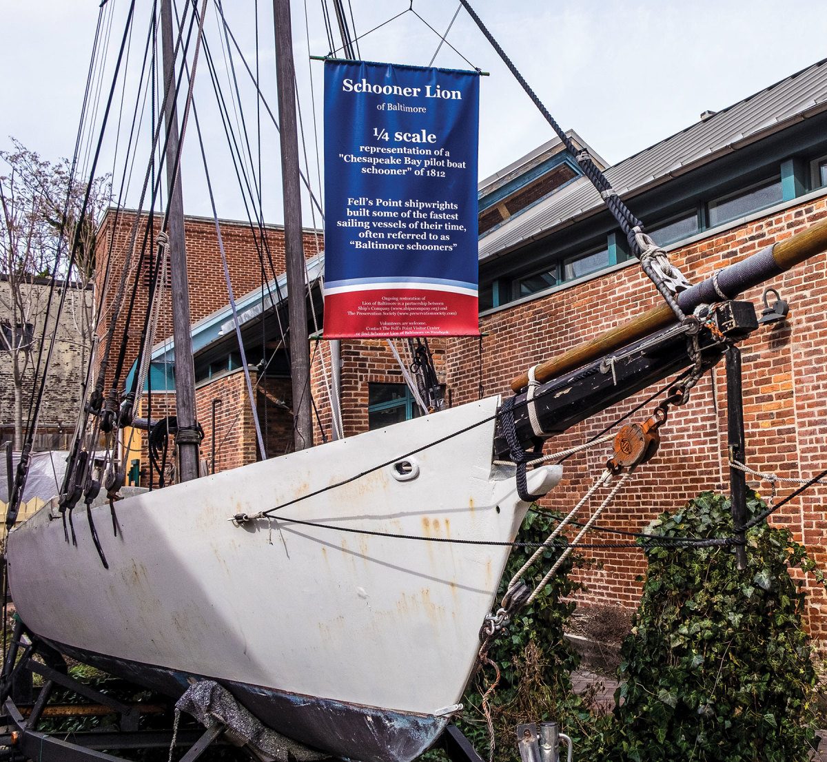 The 1/4-scale replica of the famous Baltimore Schooner Lion. After years of restoration she was launched in 2021.   