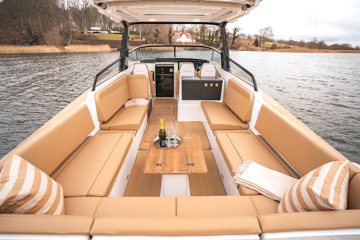 The X-Power 33C has generous cockpit seating, a convertible dining table and a small on-deck galley.